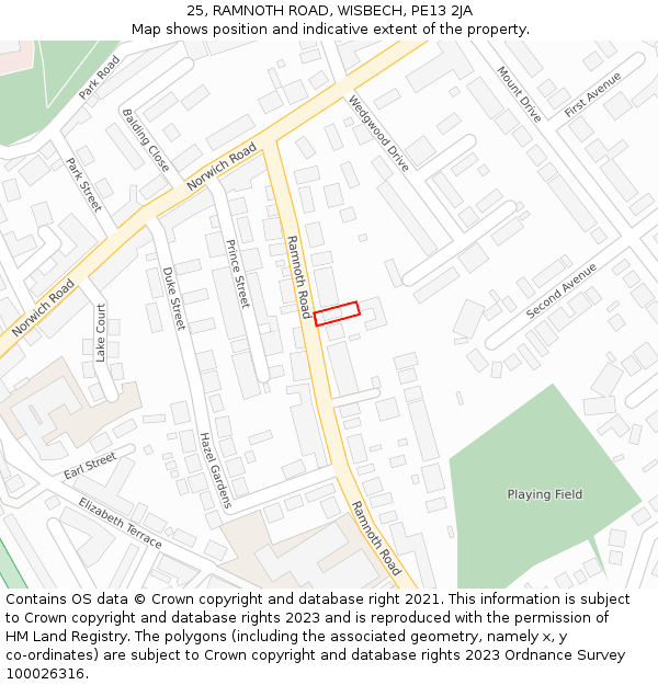 25, RAMNOTH ROAD, WISBECH, PE13 2JA: Location map and indicative extent of plot