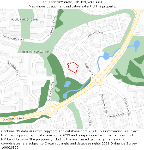 25, REGENCY PARK, WIDNES, WA8 9PH: Location map and indicative extent of plot