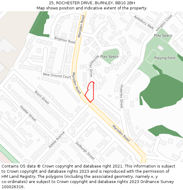 25, ROCHESTER DRIVE, BURNLEY, BB10 2BH: Location map and indicative extent of plot
