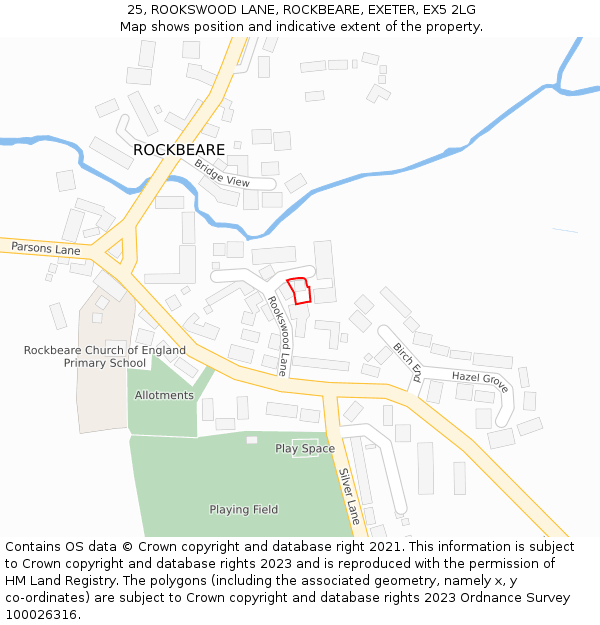 25, ROOKSWOOD LANE, ROCKBEARE, EXETER, EX5 2LG: Location map and indicative extent of plot