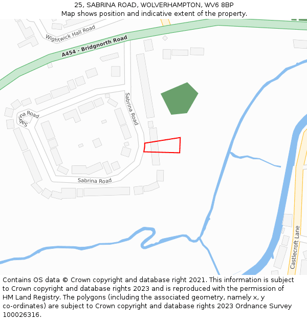 25, SABRINA ROAD, WOLVERHAMPTON, WV6 8BP: Location map and indicative extent of plot