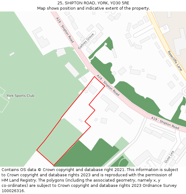 25, SHIPTON ROAD, YORK, YO30 5RE: Location map and indicative extent of plot