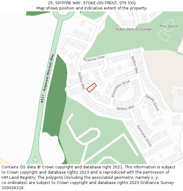 25, SPITFIRE WAY, STOKE-ON-TRENT, ST6 5XQ: Location map and indicative extent of plot