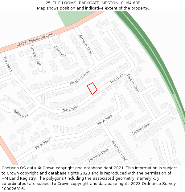 25, THE LOOMS, PARKGATE, NESTON, CH64 6RE: Location map and indicative extent of plot