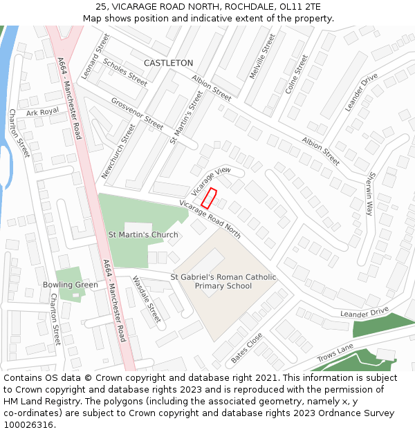 25, VICARAGE ROAD NORTH, ROCHDALE, OL11 2TE: Location map and indicative extent of plot