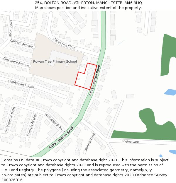 254, BOLTON ROAD, ATHERTON, MANCHESTER, M46 9HQ: Location map and indicative extent of plot