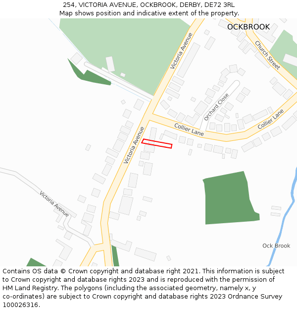 254, VICTORIA AVENUE, OCKBROOK, DERBY, DE72 3RL: Location map and indicative extent of plot