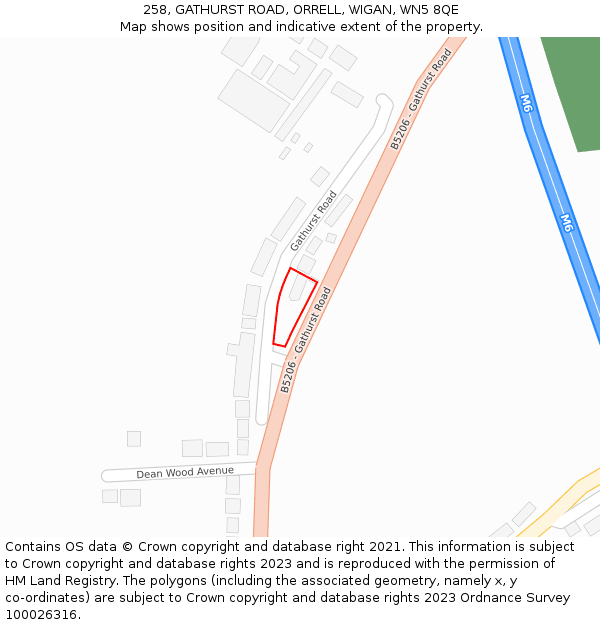 258, GATHURST ROAD, ORRELL, WIGAN, WN5 8QE: Location map and indicative extent of plot