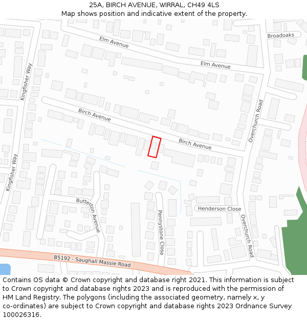 25A, BIRCH AVENUE, WIRRAL, CH49 4LS: Location map and indicative extent of plot