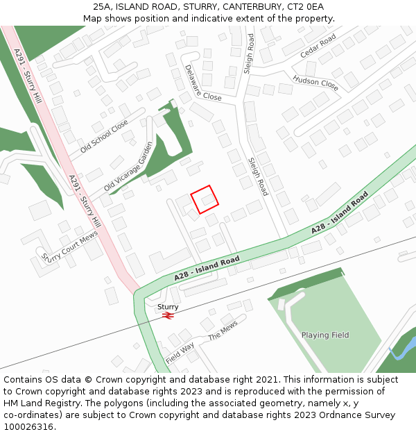 25A, ISLAND ROAD, STURRY, CANTERBURY, CT2 0EA: Location map and indicative extent of plot