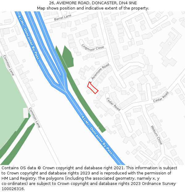 26, AVIEMORE ROAD, DONCASTER, DN4 9NE: Location map and indicative extent of plot