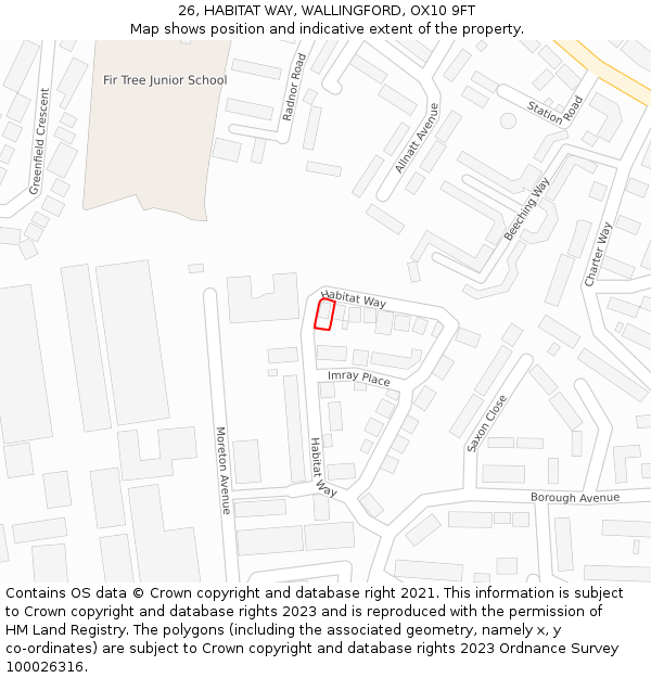 26, HABITAT WAY, WALLINGFORD, OX10 9FT: Location map and indicative extent of plot