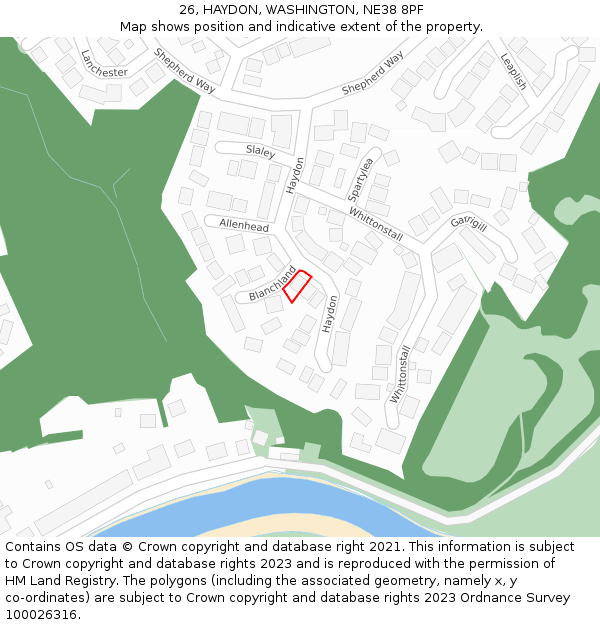 26, HAYDON, WASHINGTON, NE38 8PF: Location map and indicative extent of plot