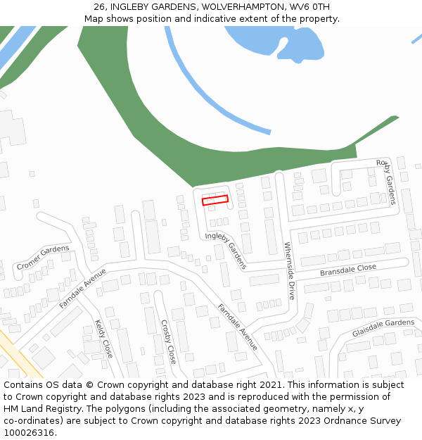 26, INGLEBY GARDENS, WOLVERHAMPTON, WV6 0TH: Location map and indicative extent of plot