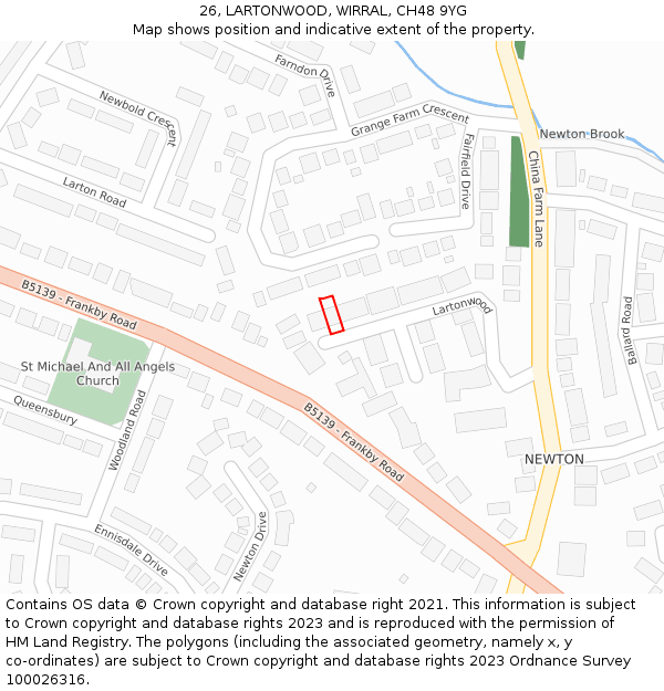 26, LARTONWOOD, WIRRAL, CH48 9YG: Location map and indicative extent of plot