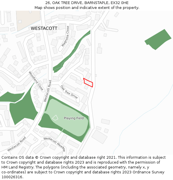 26, OAK TREE DRIVE, BARNSTAPLE, EX32 0HE: Location map and indicative extent of plot