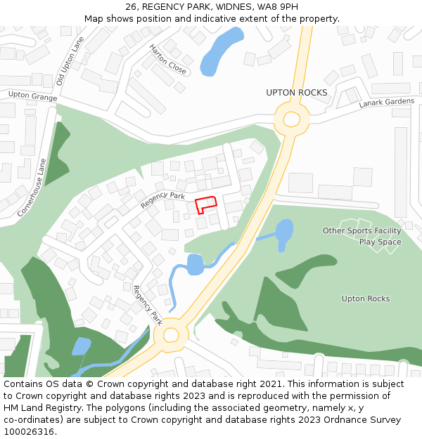 26, REGENCY PARK, WIDNES, WA8 9PH: Location map and indicative extent of plot