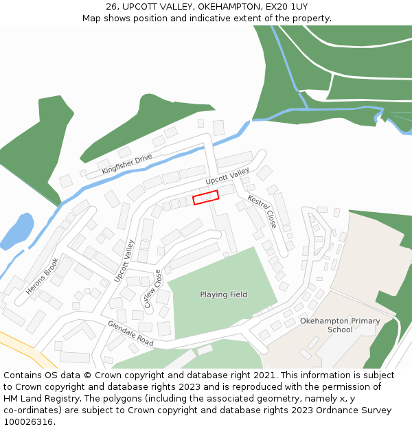 26, UPCOTT VALLEY, OKEHAMPTON, EX20 1UY: Location map and indicative extent of plot