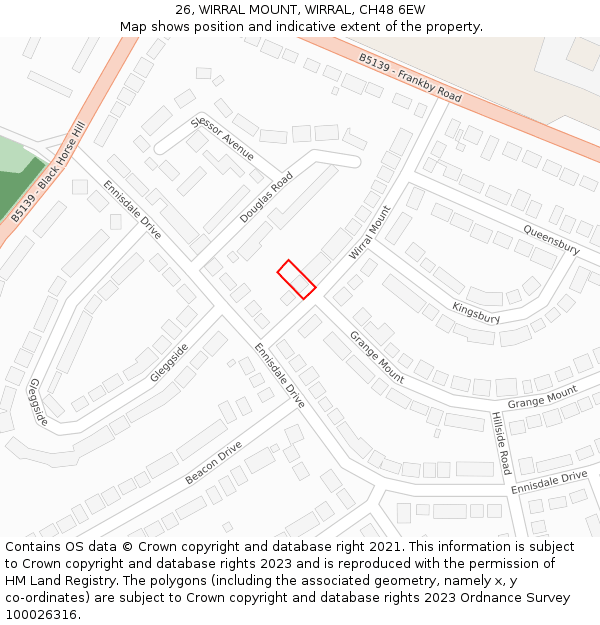 26, WIRRAL MOUNT, WIRRAL, CH48 6EW: Location map and indicative extent of plot