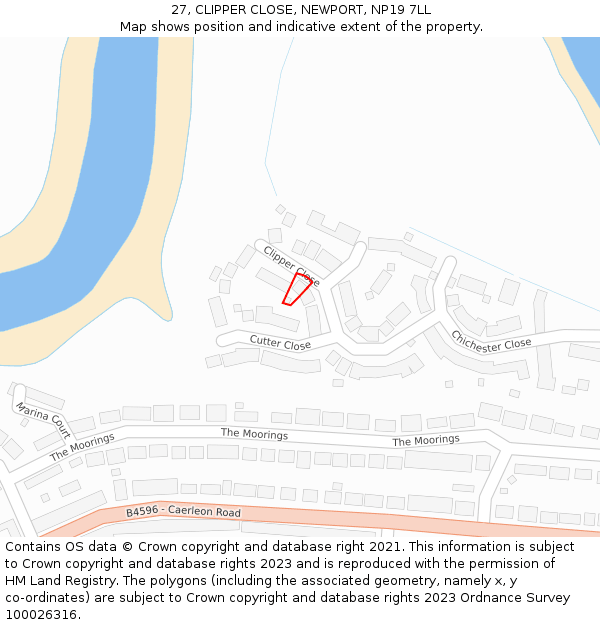 27, CLIPPER CLOSE, NEWPORT, NP19 7LL: Location map and indicative extent of plot