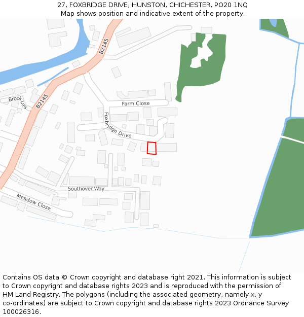 27, FOXBRIDGE DRIVE, HUNSTON, CHICHESTER, PO20 1NQ: Location map and indicative extent of plot