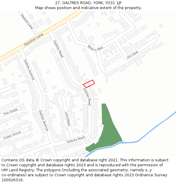 27, GALTRES ROAD, YORK, YO31 1JP: Location map and indicative extent of plot