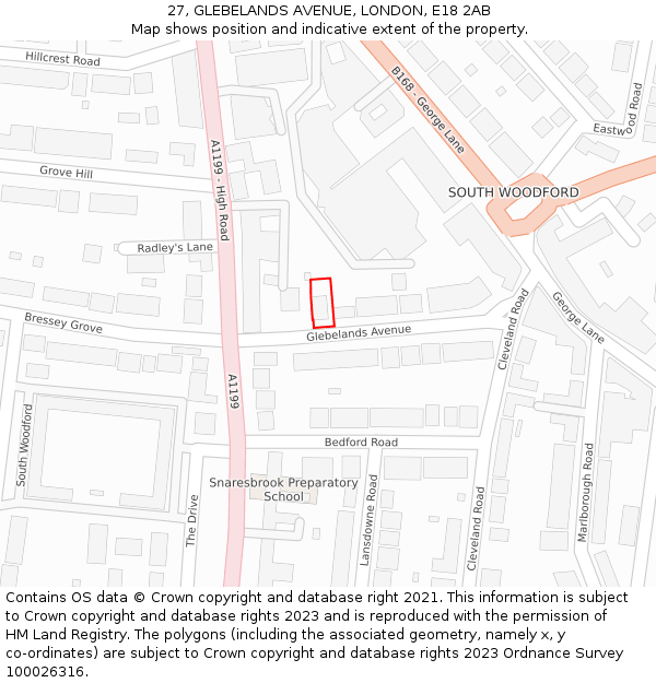 27, GLEBELANDS AVENUE, LONDON, E18 2AB: Location map and indicative extent of plot