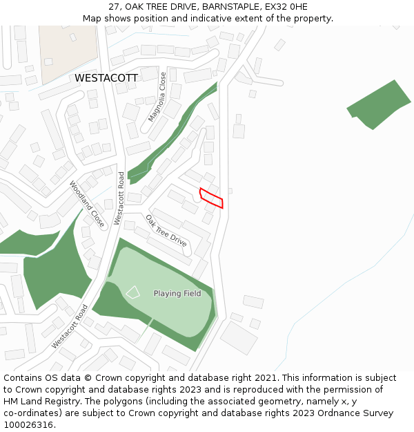 27, OAK TREE DRIVE, BARNSTAPLE, EX32 0HE: Location map and indicative extent of plot