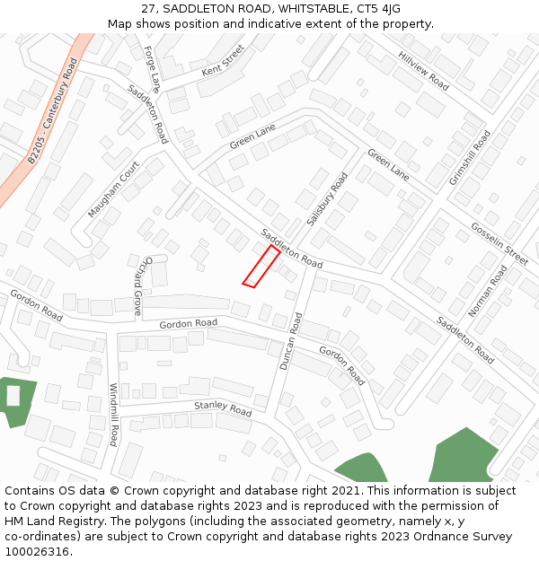 27, SADDLETON ROAD, WHITSTABLE, CT5 4JG: Location map and indicative extent of plot