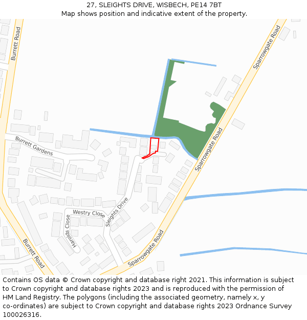27, SLEIGHTS DRIVE, WISBECH, PE14 7BT: Location map and indicative extent of plot