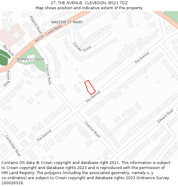 27, THE AVENUE, CLEVEDON, BS21 7DZ: Location map and indicative extent of plot