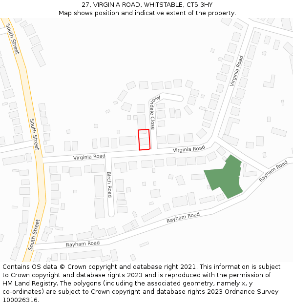 27, VIRGINIA ROAD, WHITSTABLE, CT5 3HY: Location map and indicative extent of plot