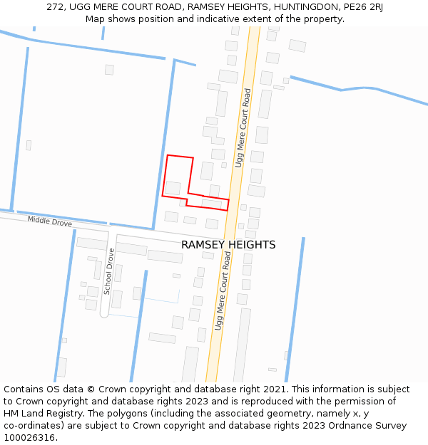 272, UGG MERE COURT ROAD, RAMSEY HEIGHTS, HUNTINGDON, PE26 2RJ: Location map and indicative extent of plot