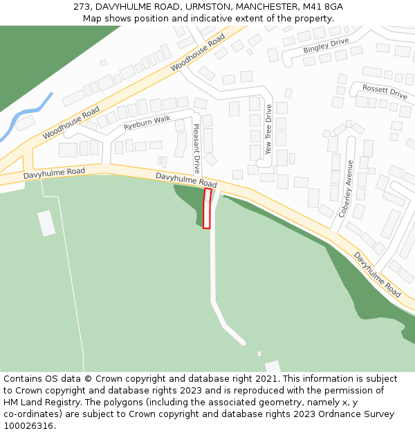 273, DAVYHULME ROAD, URMSTON, MANCHESTER, M41 8GA: Location map and indicative extent of plot