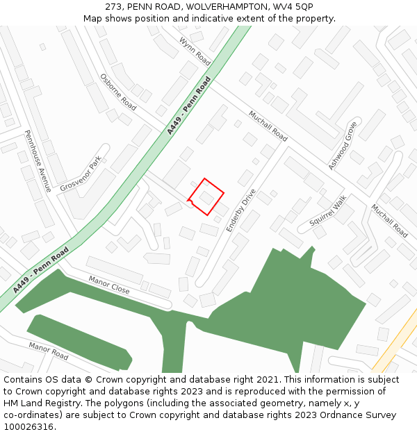 273, PENN ROAD, WOLVERHAMPTON, WV4 5QP: Location map and indicative extent of plot
