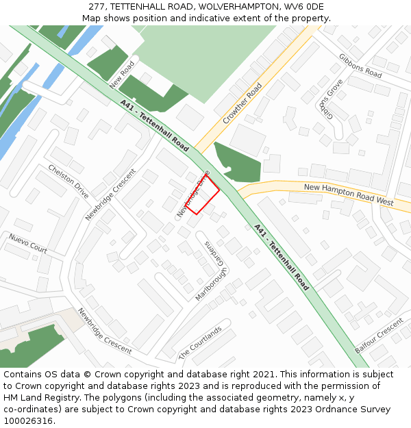 277, TETTENHALL ROAD, WOLVERHAMPTON, WV6 0DE: Location map and indicative extent of plot