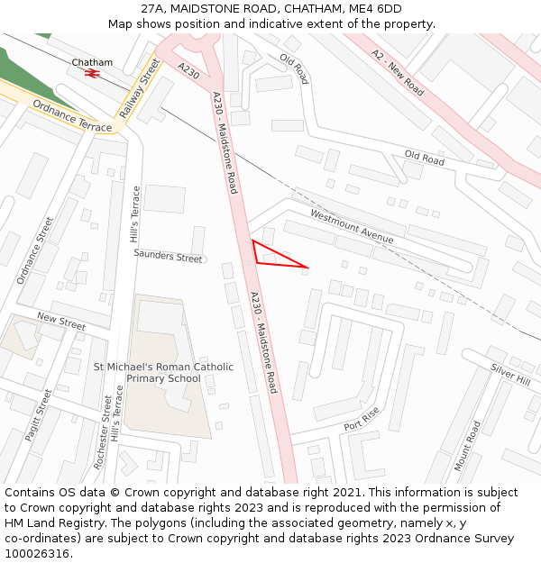 27A, MAIDSTONE ROAD, CHATHAM, ME4 6DD: Location map and indicative extent of plot