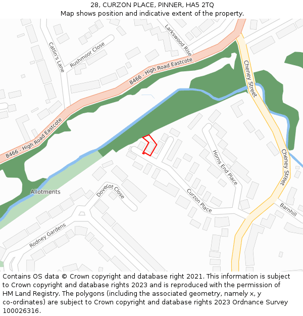 28, CURZON PLACE, PINNER, HA5 2TQ: Location map and indicative extent of plot