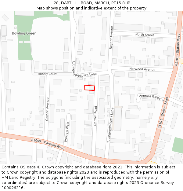 28, DARTHILL ROAD, MARCH, PE15 8HP: Location map and indicative extent of plot