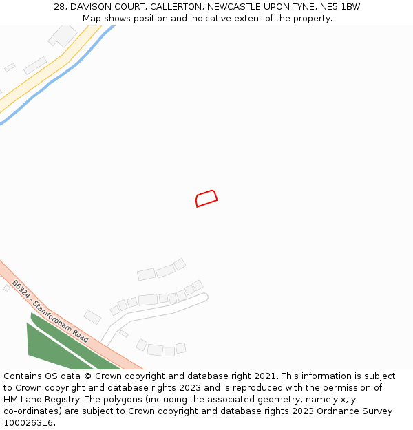 28, DAVISON COURT, CALLERTON, NEWCASTLE UPON TYNE, NE5 1BW: Location map and indicative extent of plot