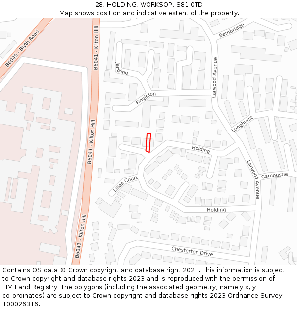 28, HOLDING, WORKSOP, S81 0TD: Location map and indicative extent of plot