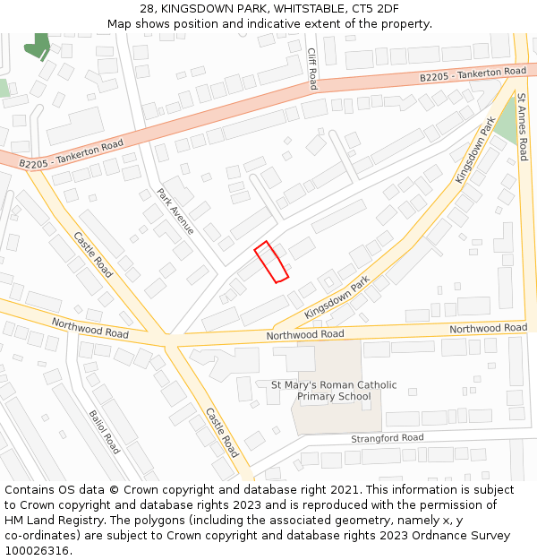 28, KINGSDOWN PARK, WHITSTABLE, CT5 2DF: Location map and indicative extent of plot