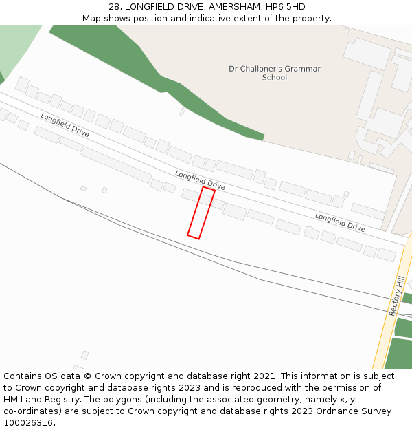 28, LONGFIELD DRIVE, AMERSHAM, HP6 5HD: Location map and indicative extent of plot