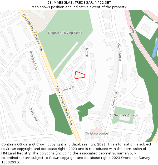 28, MAESGLAS, TREDEGAR, NP22 3ET: Location map and indicative extent of plot