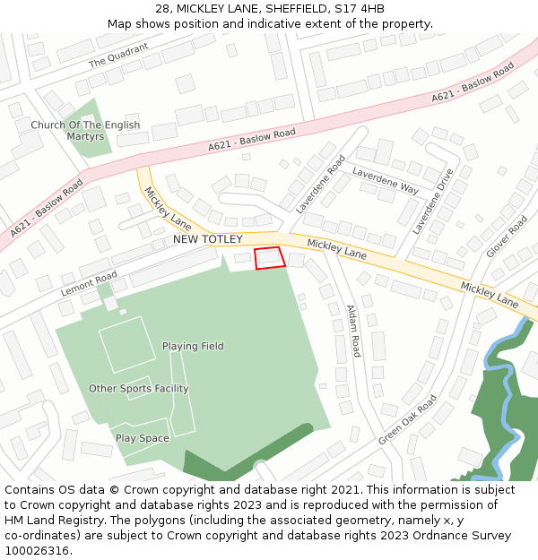 28, MICKLEY LANE, SHEFFIELD, S17 4HB: Location map and indicative extent of plot