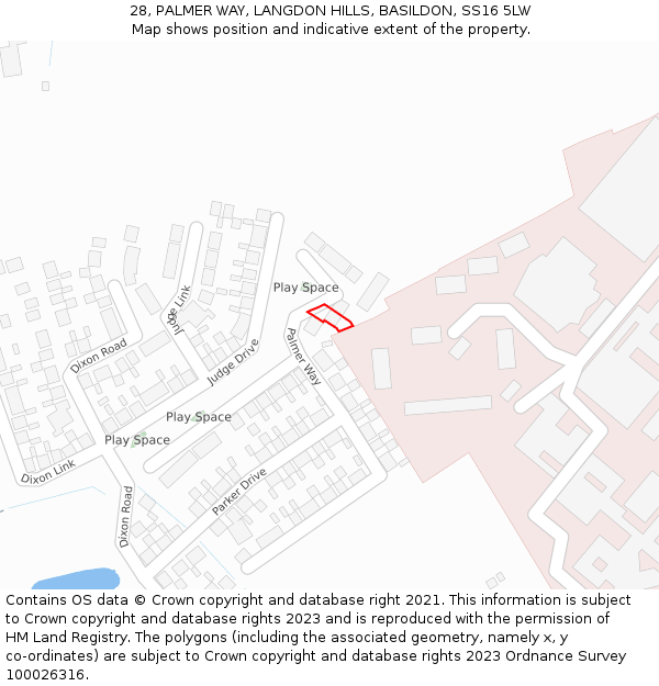 28, PALMER WAY, LANGDON HILLS, BASILDON, SS16 5LW: Location map and indicative extent of plot