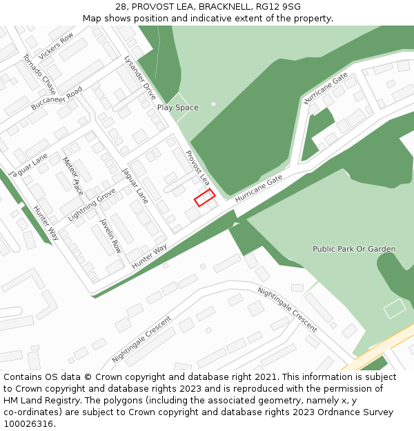 28, PROVOST LEA, BRACKNELL, RG12 9SG: Location map and indicative extent of plot