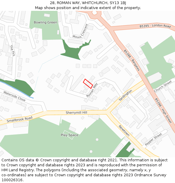 28, ROMAN WAY, WHITCHURCH, SY13 1BJ: Location map and indicative extent of plot