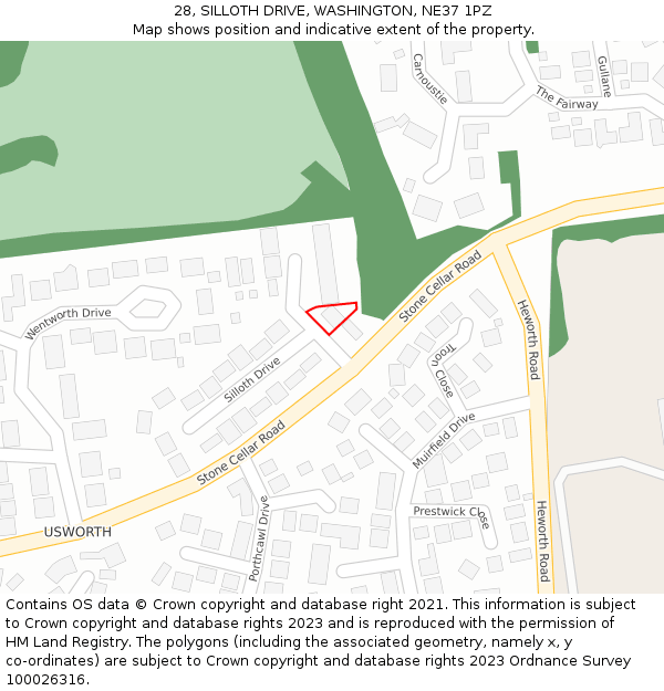 28, SILLOTH DRIVE, WASHINGTON, NE37 1PZ: Location map and indicative extent of plot