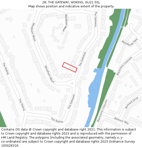 28, THE GATEWAY, WOKING, GU21 5SL: Location map and indicative extent of plot